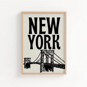 Vintage New York Cityscape Art Print: Retro NYC Travel Poster (Digital Download)