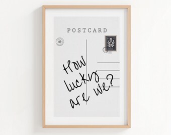 Vintage Postcard Print: How Lucky Are We - Retro Wall Art (Digital Download)