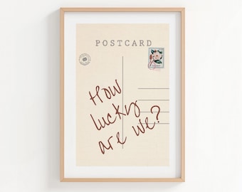 Vintage Postcard Print: How Lucky Are We - Retro Wall Art (Digital Download)