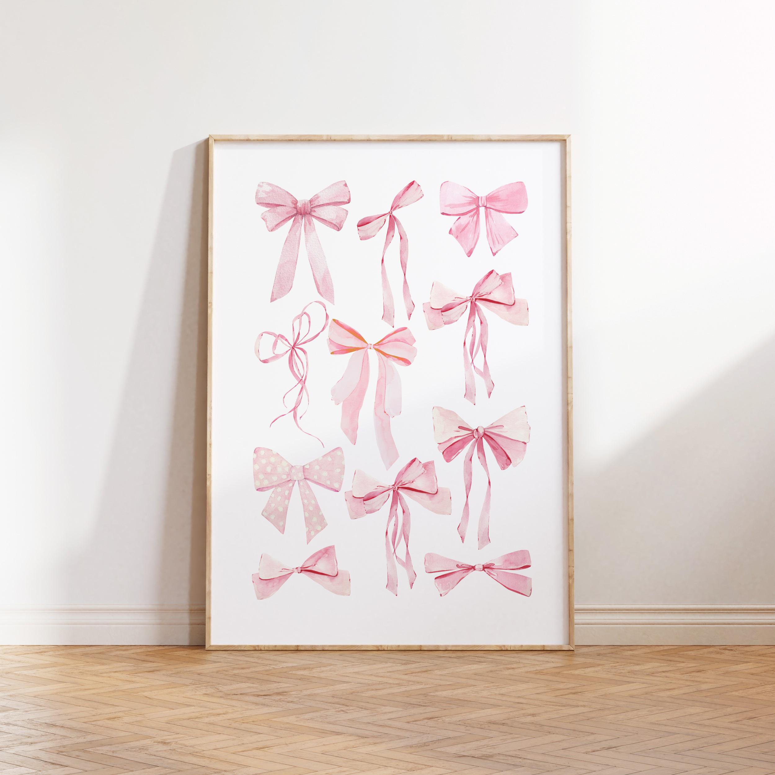 Pink Bows Wall Art Set: Preppy Coquette Room Decor (digital Download ...
