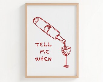 Impresión de carrito de bar vintage: Póster con frase divertida sobre vino (descarga digital)