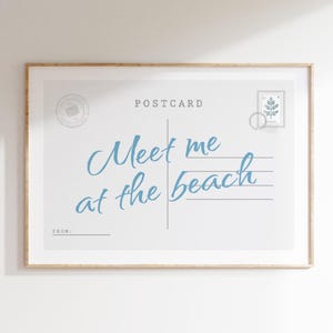 Meet Me at the Beach print postkaart poster trendy horizontale print appartement muur kunst zomer prints beachy decor kust muur kunst digitaal