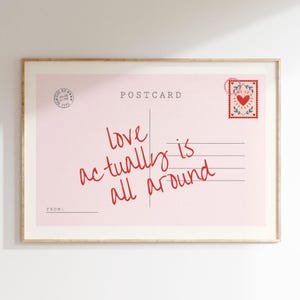 Liefde is echt overal vintage postkaartposter trendy horizontale print appartement muurkunst schattige girly retro muurkunst DIGITALE download