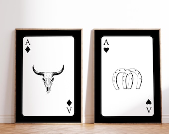 Western Horseshoe & Skull Art Prints: Retro Cowboy Decor (Digital Download)
