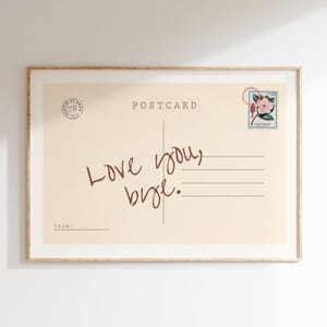 Love You Bye vintage postkaart poster trendy horizontale print appartement muur kunst schattig girly retro muurkunst digitaal