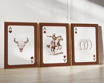 Retro Western Print Set: Horseshoe, Cowboy Art (Digital Download)