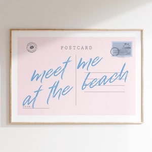 Meet Me at the Beach print postkaart poster trendy horizontale print appartement muur kunst zomer prints beachy decor kust muur kunst digitaal