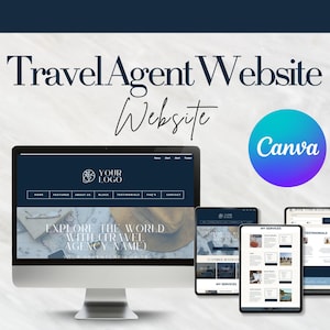 Canva Template Travel Agent Website | One-Page Layout for Travel Agency | Ready-Made Sections | Easy Use Website Template Design