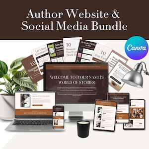 Author Canva Website Templates for Writers: Writer Landing Page & Social Media Kit