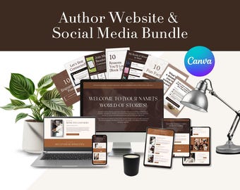 Auteur Canva-websitesjablonen voor schrijvers: bestemmingspagina voor schrijver en socialmediakit