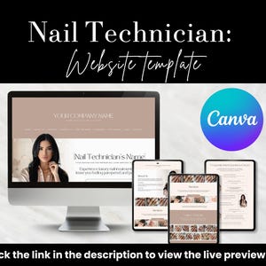 Canva website template nail tech | Salon booking one-page site for beauty pros | Mobile-friendly design, easy customize