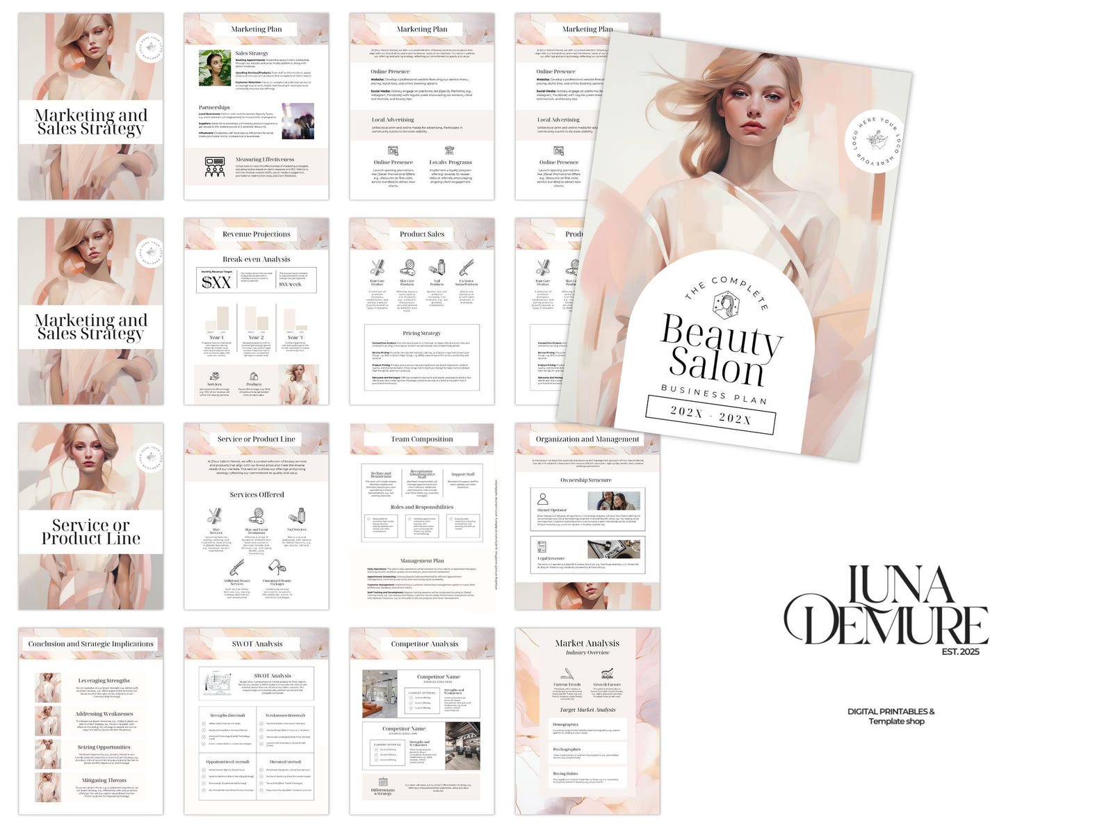 Curated visual reference: Visual Reference: Beauty Business Plan Template Editable Canva Business Plan For Beauty