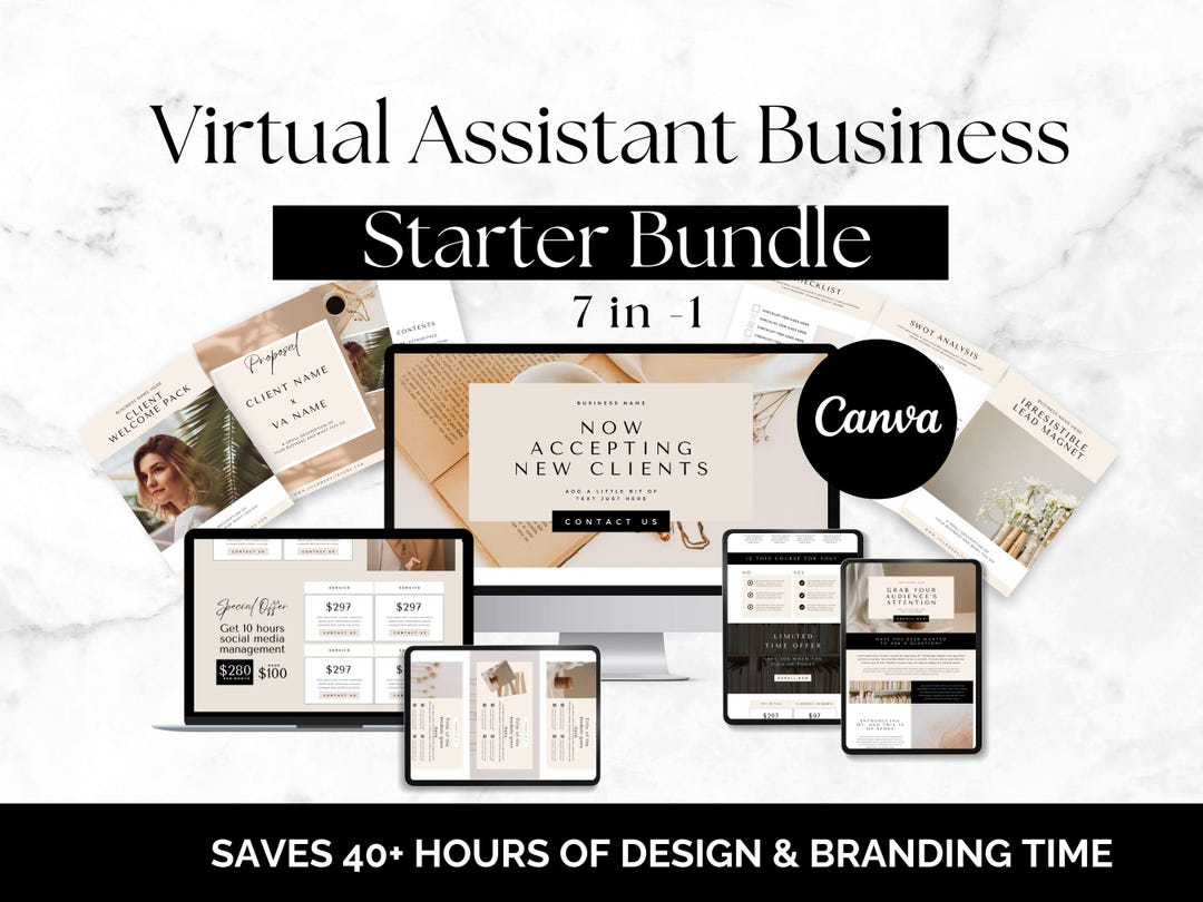 Virtual Assistant Template Bundle | VA Business Launch Kit | Editable ...