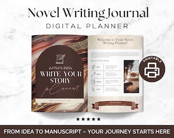 Schrijfdagboek roman: digitale planner met 36 pagina's voor serieuze verhalenvertellers (canvasjabloon)