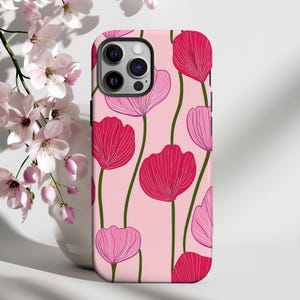 Elegant Poppies Phone Case, Soft Romantic Design, Vibrant Botanical Cover, iPhone 16 15 14 13 12 pro, Galaxy S25 S24 S23, Pixel 9 8 7