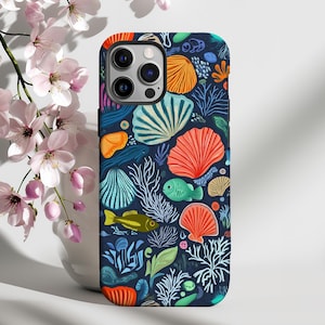 Underwater Reef Phone Case, Colorful Coral Cover, Tropical Fish Art, Ocean Themed, Vibrant Sea Life, Marine Pattern, Coastal Nature Style