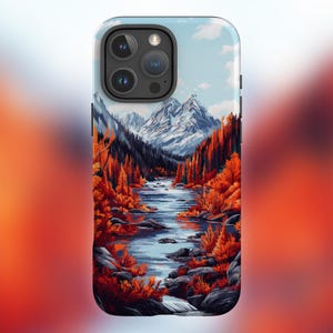 Autumn Mountain Landscape iPhone Case – Scenic Nature iPhone 16 Case, Fall Forest Design, Tree Design Case, Autumn iPhone Case Gift for her
