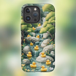 Cute Rubber Ducks iPhone Case - Mountain Waterfall Cover, Nature iPhone Case, Forest iPhone Cover, Cute Gift for Nature Lovers