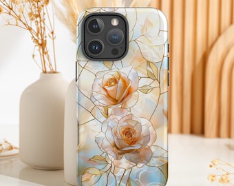 Stained Glass Roses Phone Case: Elegant Floral Design