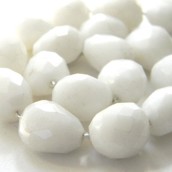 Huge White Agate Faceted 18MM X 15MM Nuggets --- Half Strand