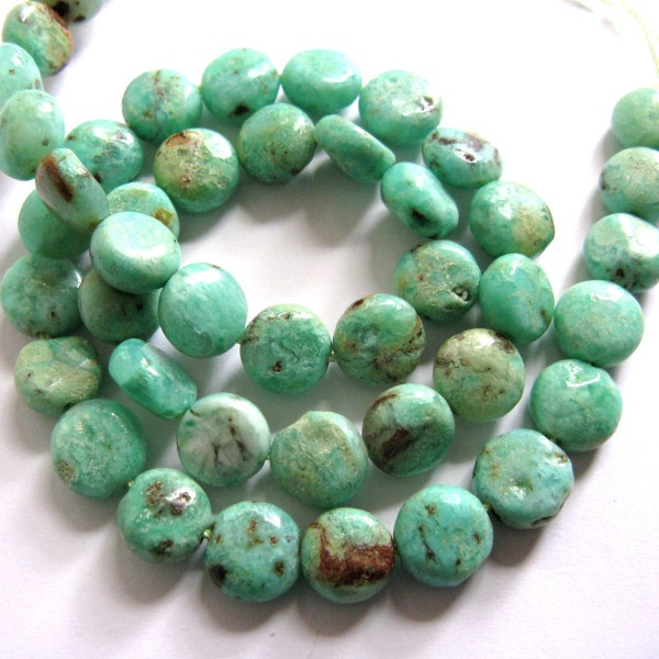 Green Chrysoprase 8MM Smooth Polished Round Pillows - 24 Stones - Half Strand - Gemstone Beads - Reduced From 24.80 To 14.70