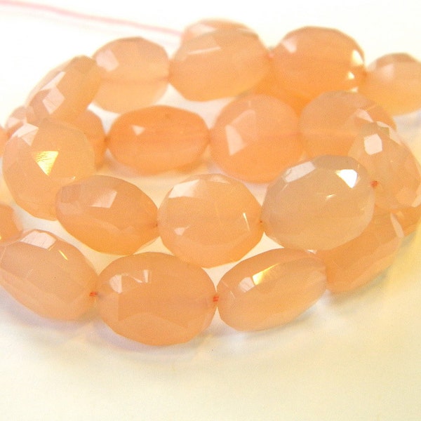 Rose Pink Chalcedony 13MM X 11MM Faceted Ovals - 13 Stones - 7 Inch Strand - Gemstone Bead - Semiprecious Stone