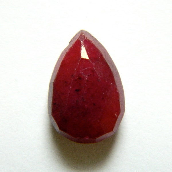 Genuine Red Ruby 15MM X 10Mm Large Faceted Teardrop Briolette - Focal Bead - Gemstone Bead - Semiprecious Stone - Precious Stone - Pendant