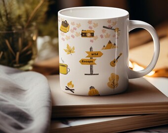Tazza da avventura autunnale/tazza da caffè/tazza autunnale/tazza da caffè da campeggio/tazza da avventura all'aperto/tazza accogliente per l'autunno/tazza da escursionismo/tazza ispirata alla natura