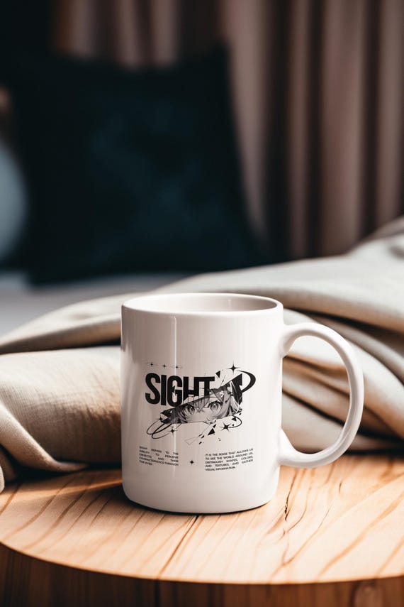 Anime Mug| Aesthetic Eye Design, Minimalist Black and White Coffee