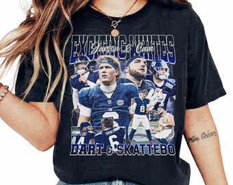 Jaxson Dart & Cam Skattebo Step Brothers Vintage Comfort Colors Shirt, Exciting White Dart Skattebo Shirt, New York Football Retro T-Shirt