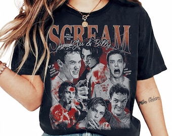 Stu Macher and Billy Loomis Vintage 90s T-Shirt, Retro Horror Film Shirt, Halloween Movie T-Shirt, Graphic Horror Characters