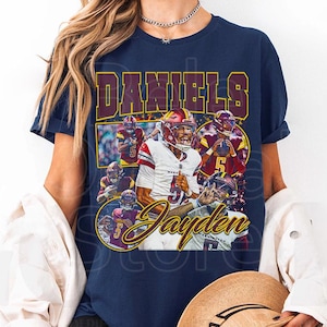 T-shirt vintage Jayden Daniels, chemise Jayden Daniels, t-shirt de football, t-shirt de sport Jayden Daniels