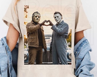 90s Horror Movie Shirt, Michael and Jason Heart Hands Shirt, Funny Halloween Shirt , Horror Movie Shirt, Halloween Gifts