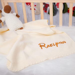 Custom Knit Baby Blanket ,Personalized Name Blanket, Personalized Embroidered Name,Stroller Blanket,Newborn Baby Gift ,Soft Cotton Knit,Gift