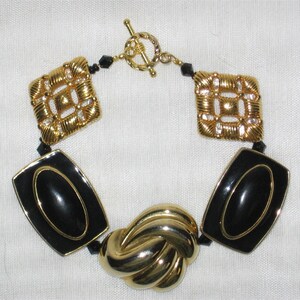Repurposed Black and Gold Earring Bracelet - 1255