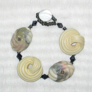 Repurposed White and Gray Earring Bracelet - 1256