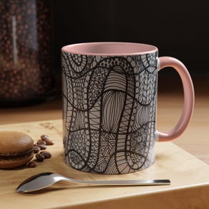 Abstract Art Original Wavy Lines Accent Coffee Mug - Unique Gift . Original Art, Coffee  Lover Mug, Unique Mug, Tea Lovers, Minimalist Mug