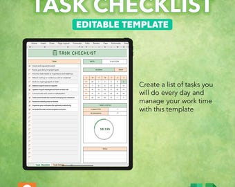 Daily Planner: Editable Task Checklist (Excel & Google Spreadsheet)