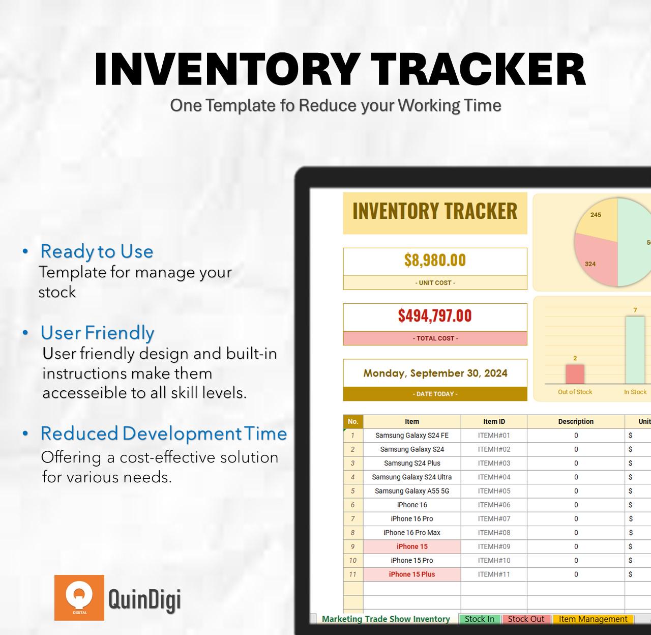 Inventory Tracker Excel Spreadsheet: Small Business Stock Management - Etsy