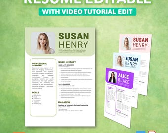 Modern Resume Template with Video Tutorial (Word, PDF)