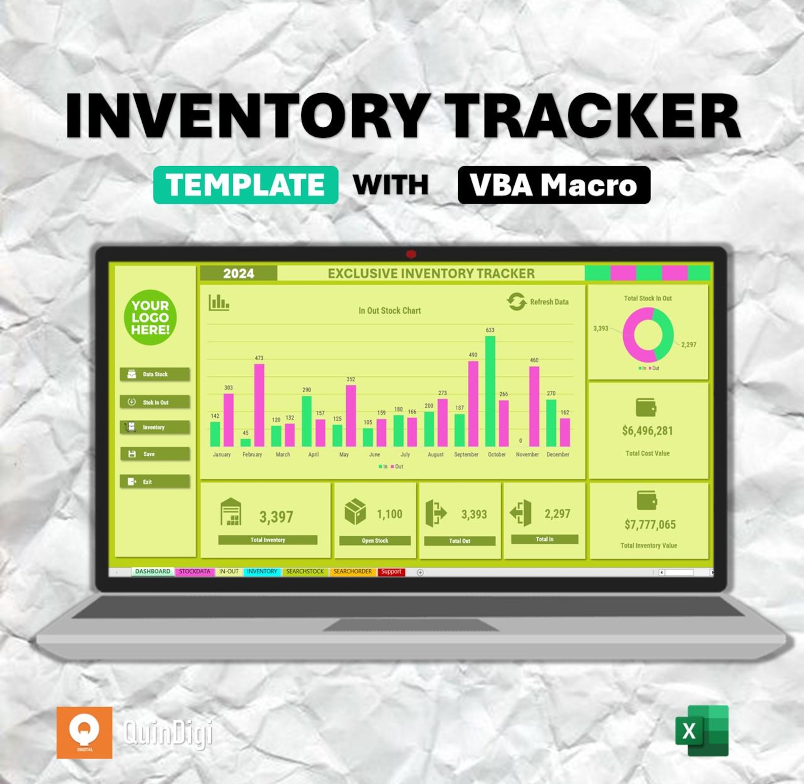 Inventory Tracker Excel VBA, Inventory List, Business Stock Management ...
