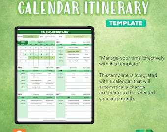 Editable Calendar Itinerary Template: Excel & Google Sheets