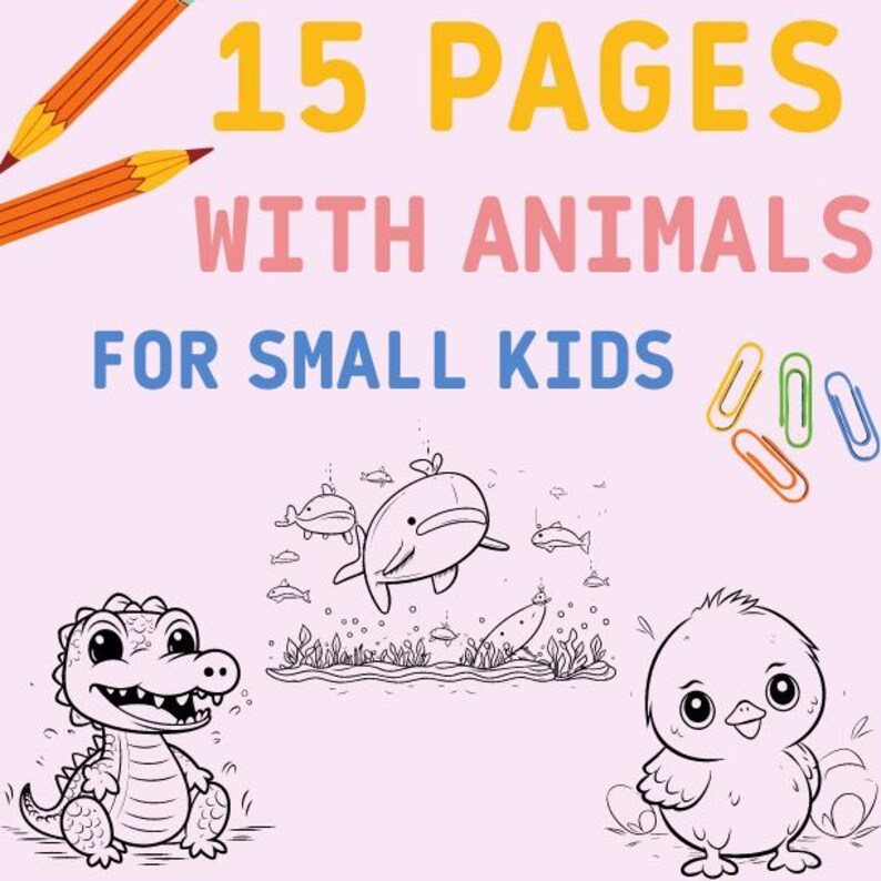 15 Animal themed Coloring Pages Printable Animal Coloring Book for Kids ...