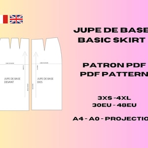Peut inclure: Patron PDF pour une jupe de base, avec instructions pour les tailles 3XS-4XL (30EU-48EU). Le patron est conçu pour être imprimé sur du papier A4 ou A0.