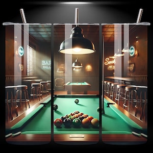 Vintage biljardhallsmugg i PNG-format: 20oz sublimeringsdesign (digital nedladdning)