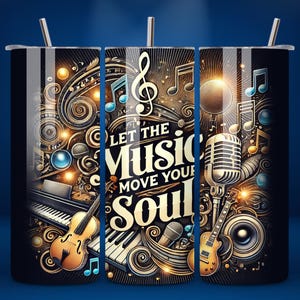 Music Lover 20oz Skinny Tumbler Wrap PNG, Musicians and Music Fans, Seamless 20oz Sublimation Tumbler Digital Download Template