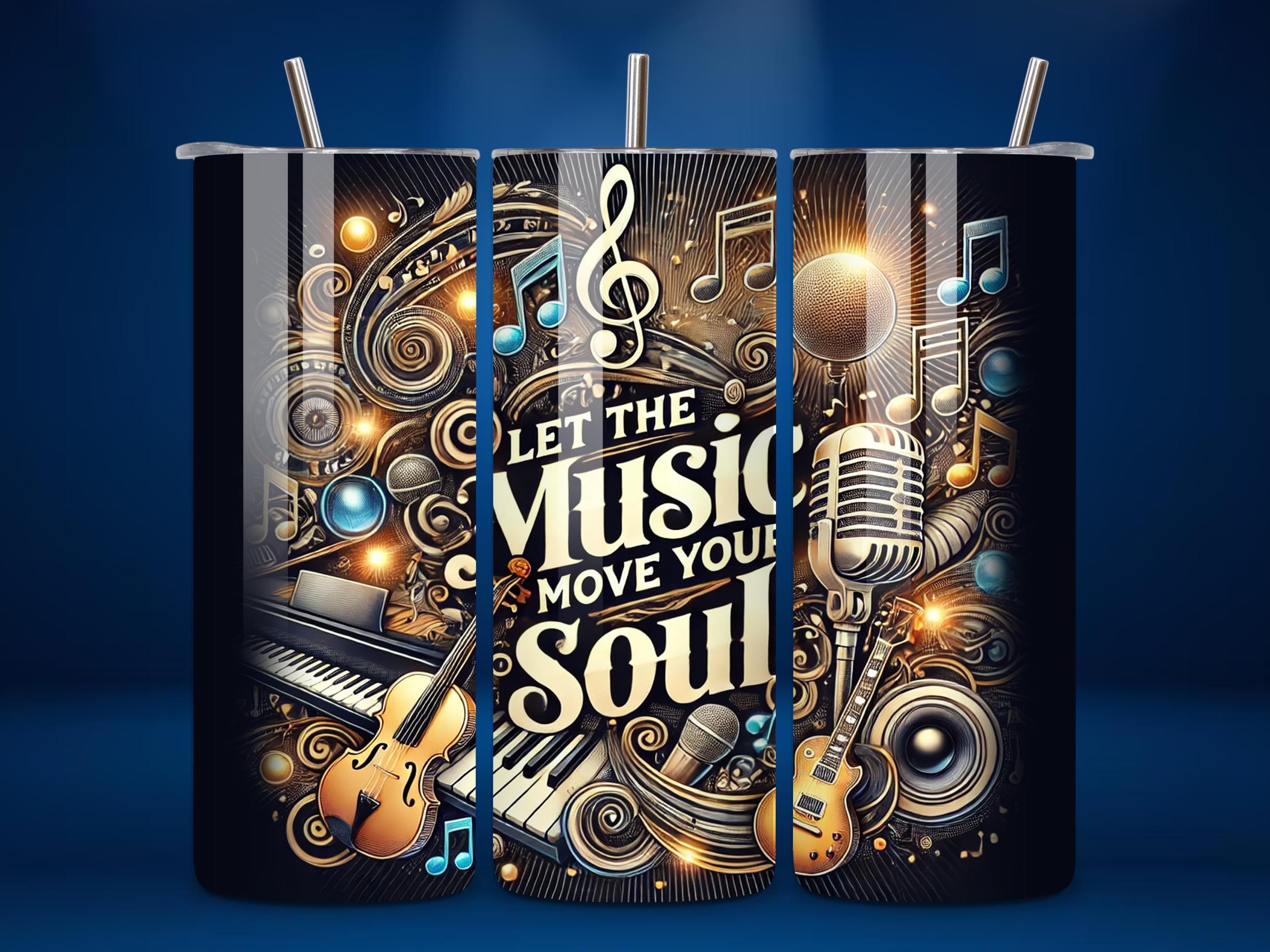 Music Lover 20oz Skinny Tumbler Wrap PNG, Musicians and Music Fans, Seamless 20oz Sublimation Tumbler Digital Download Template