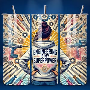 Engineering Superpower 20oz Tumbler Wrap: Seamless Sublimation Design (Digital Download)