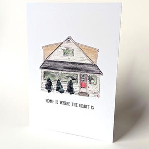 HOME | Cartão de boas-vindas, em branco por dentro, inclui envelope | Arte original em aquarela, papelaria em aquarela