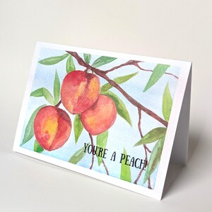 PÊCHES | carte de voeux, vierge à l'intérieur, merci, enveloppe incluse | Oeuvre d'art aquarelle originale, papeterie aquarelle